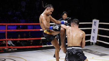 Cabelo Monteiro conquistou o cinturão dos leves - David Leite/Divulgação WGP Kickboxing