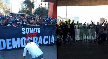Torcidas de Palmeiras e Corinthians se unem em protesto - Transmissão Twitter