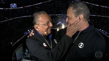 Internautas reagem ao encontro de Galvão Bueno e Luis Roberto - Transmissão/ TV Globo