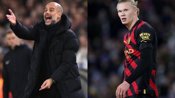 Pep Guardiola e Erling Haaland, do Manchester City - Getty Images