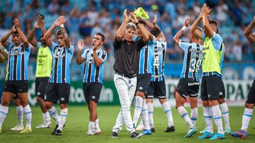 Jogadores do Grêmio sob o comando de Renato Gaúcho na partida contra o Brasil de Pelotas - Lucas Uebel/Grêmio