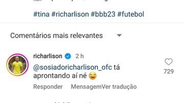 Richarlison responde post do SportBuzz - Reprodução Instagram