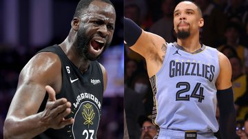 Draymond Green, do Warriors, e Dillon Brooks, do Grizzlies, na NBA - Getty Images