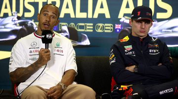 Lewis Hamilton e Max Verstappen, no GP da Austrália, pela F1 - Getty Images