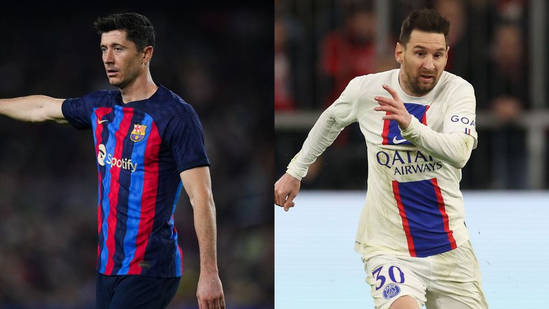 Lewandowski, do Barcelona, e Messi, do PSG - Getty Images