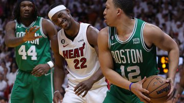 Butler em ação durante a derrota do Miami Heat para o Boston Celtics em jogo válido pela final da conferência leste da NBA - GettyImages