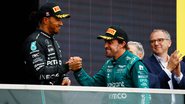 Lewis Hamilton e Fernando Alonso no pódio do GP do Canadá - Getty Images