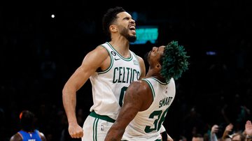 Jayson Tatum e Marcus Smart no Boston Celtics - Getty Images