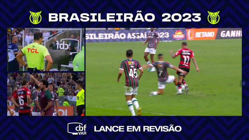 Fluminense e Flamengo fizeram um clássico quente neste domingo, 16, e o clássico teve lance polêmico - Reprodução / Globo