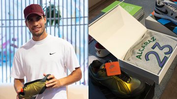 Tenista número 1 do ranking mundial, Carlos Alcaraz mostra detalhes de colaboração muito aguardada do Supreme x Nike Courtposite, apresentada antes do US Open - Divulgação