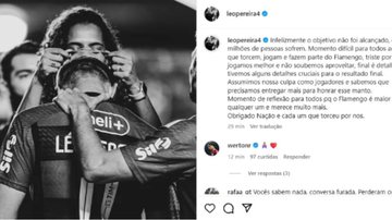 Zagueiro do Flamengo se desculpa após derrota em final - Reprodução Instagram