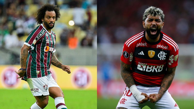 Marcelo, do Fluminense, e Gabigol, do Flamengo - Getty Images