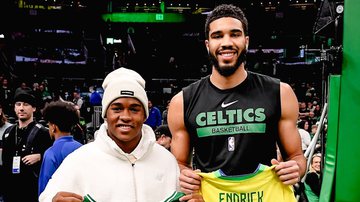 Endrick, do Palmeiras, e Jayson Tatum, dos Celtics - Reprodução/Celtics