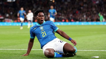 Endrick se emociona após gol pela seleção - Getty Images