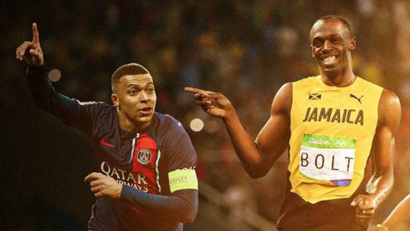 Usain Bolt/ Kylian Mbappé - Reprodução / Twitter