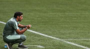 Abel Braga agachado durante partida pelo Palmeiras - Getty Images