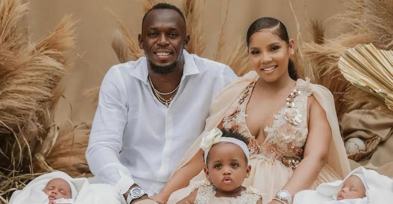 Usain Bolt e sua esposa Kasi Benett revelaram o nascimento de seus filhos gêmeos - Instagram: @kasi.b