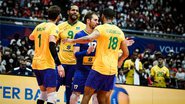 Jogadores do Brasil em quadra pela Liga das Nações - VolleyballWorld/Fotos Públicas