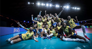 Jogadoras do Brasil comemorando após mais uma vitória na Liga das Nações Feminina - Divulgação/FIVB/Fotos Públicas