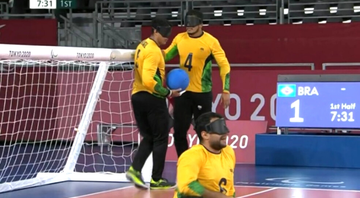 Jogadores do Brasil no goalball masculino das Paralimpíadas - Transmissão SporTV