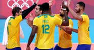Seleção Olímpica de Vôlei masculino no primeiro jogo, contra a Tunísia - Getty Images