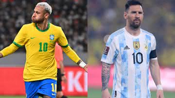 Neymar, do Brasil, e Messi, da Argentina, se enfrentam na Copa do Mundo - Getty Images