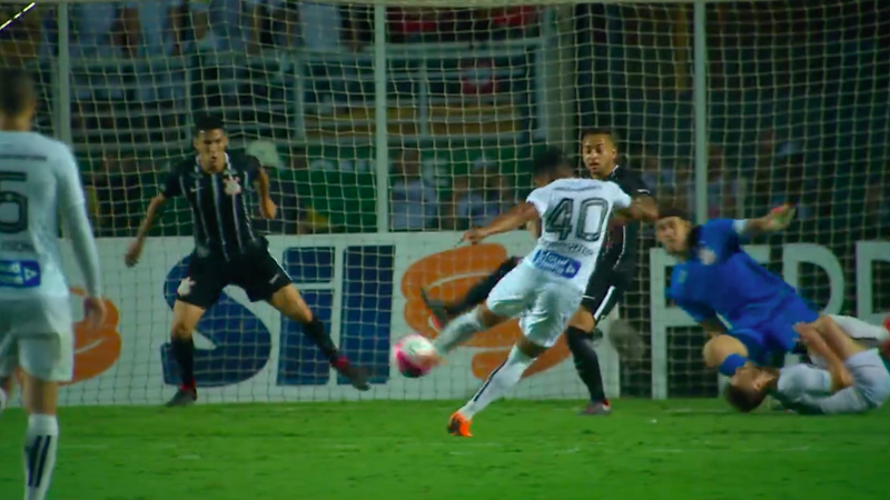 Pelo Santos, Diogo já atuou e marcou contra o Corinthians - Transmissão TV Globo