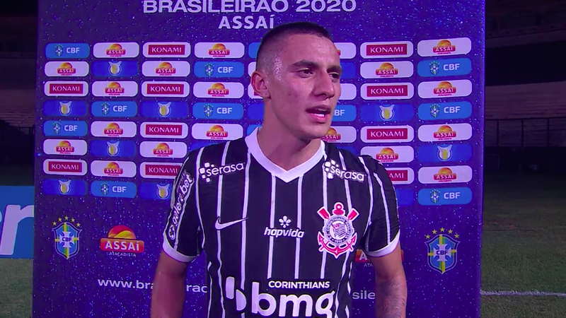 Gustavo Mantuan, meio-campista do Corinthians - Transmissão TV Globo