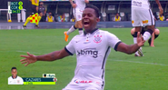 Cazares comemora primeiro gol com a camisa do Corinthians - Transmissão TV Globo