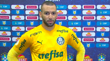Weverton foi um dos nomes mais expressivos do Palmeiras na partida - Transmissão TV Globo