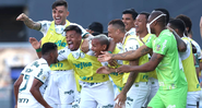 Jogadores do Palmeiras comemorando o gol diante do Santos - Cesar Greco/Palmeiras/Fotos Públicas