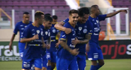 Jogadores do Confiança comemorando o gol diante do Cruzeiro no Brasileirão Série B - Transmissão Premiere