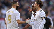 Sergio Ramos, Benzema e Vinícius Júnior em ação pelo Real Madrid - GettyImages
