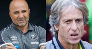 Jorge Sampaoli e Jorge Jesus eram treinadores do Santos e Flamengo - GettyImages