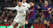 Sergio Ramos e Messi atuando por Real Madrid e Barcelona - GettyImages