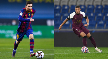 Jogadores de Barcelona e PSG em ação - GettyImages