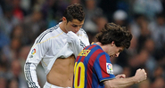 Cristiano Ronaldo e Lionel Messi em ação pelo Real Madrid e Barcelona - GettyImages