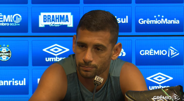 Diego Souza se mostrou muito satisfeito com seu desempenho - Transmissão / Grêmio TV