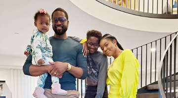 Dwayne Wade, sua esposa Gabrielle Union, e seus filhos Zion (12) e Kaavia (1) - Instagram