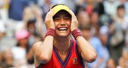 Emma Raducanu comemorando após vencer o US Open - GettyImages