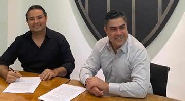 Sérgio Sette Câmara com Alexandre Mattos na contratação do novo diretor executivo de futebol do Galo - Twitter @camara_sette