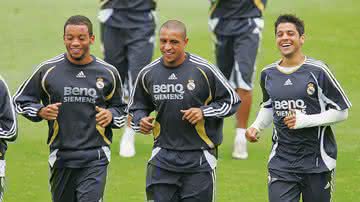 Ex-jogadores do Real Madrid durante o treinamento - GettyImages