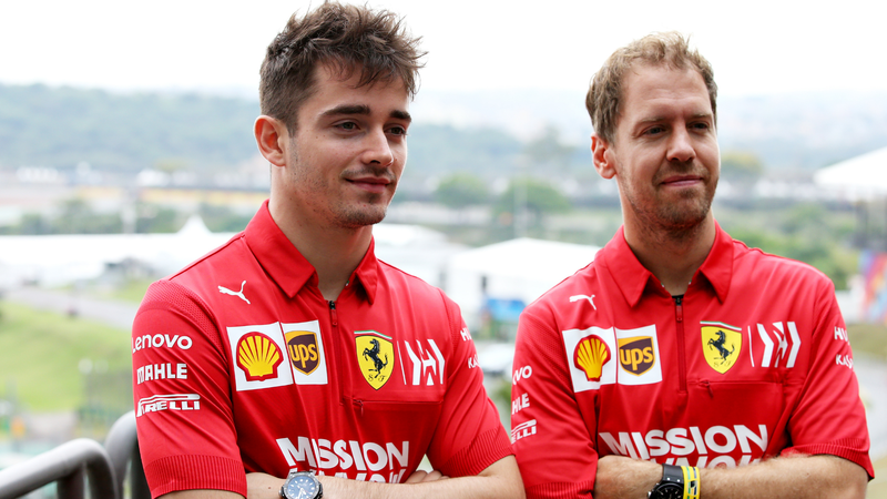 Leclerc e Vettel foram parceiros na Ferrari e o monegasco aprendeu muito com o alemão na F1 - GettyImages