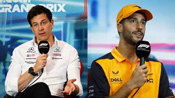 Toto Wolff, chefe da Mercedes na F1, e Daniel Ricciardo, da McLaren - Getty Images