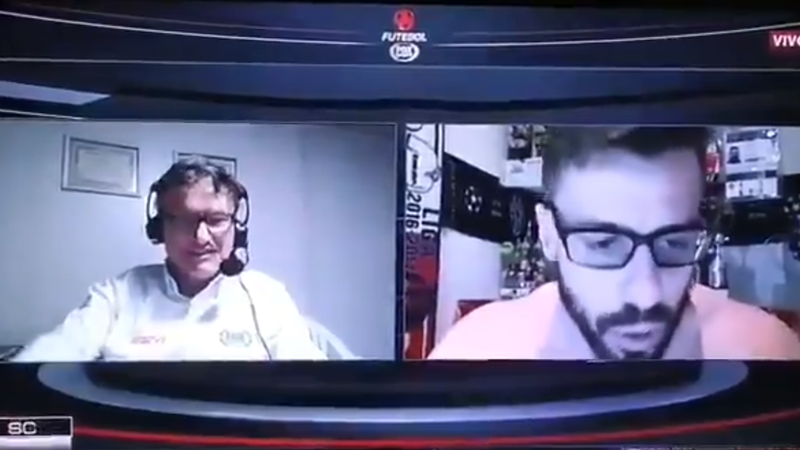 Facincani esclarece ‘polêmica’ após surgir sem camisa ao vivo: “Fiquem tranquilos” - Transmissão/ ESPN Brasil