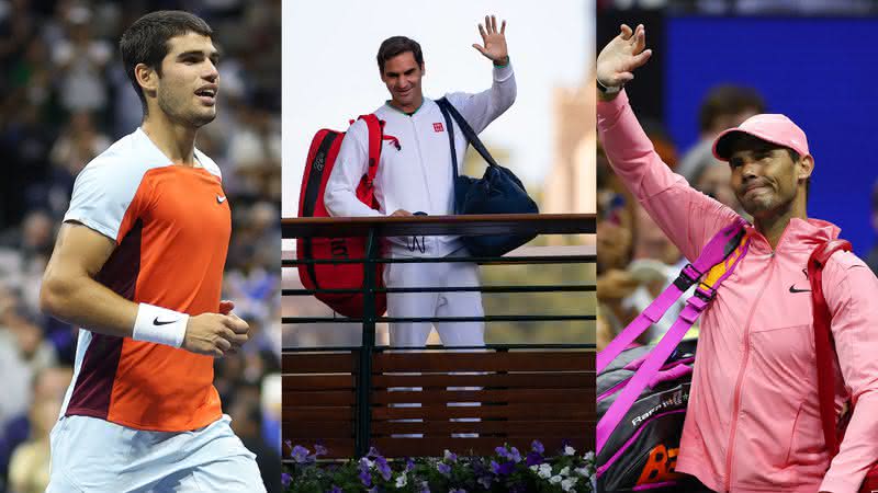 Alcaraz, Federer e Nadal, da esquerda para a direita - Getty Images