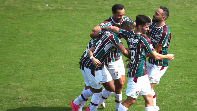 Jogadores do Fluminense comemorando o gol diante do Criciúma na Copa do Brasil - GettyImages
