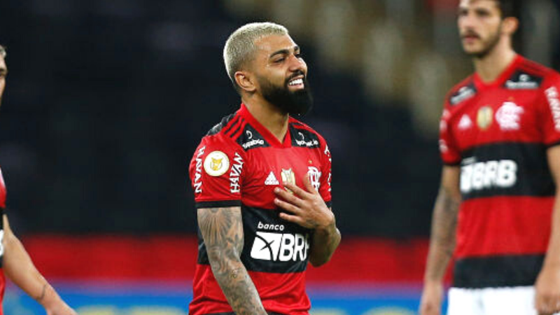 Gabigol, jogador do Flamengo depois de receber o cartão na Libertadores - GettyImages