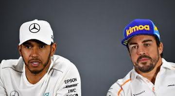Fernando Alonso e Hamilton em entrevista coletiva - GettyImages