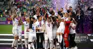 Lyon comemorando o título da Women's Champions League - Getty Images